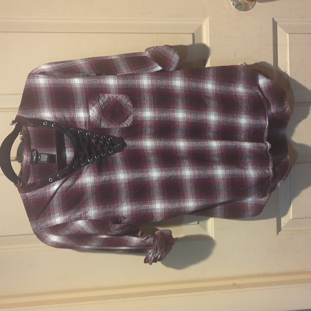 Rue21 plaid lace up top